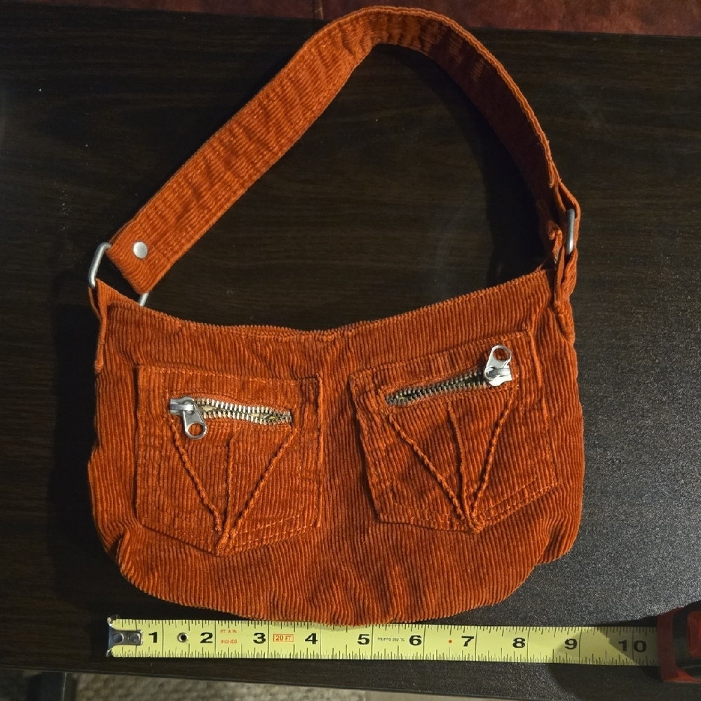 Vintage Orange Corduroy Small Purse Old Navy Great Condition - Picture 2 of 6